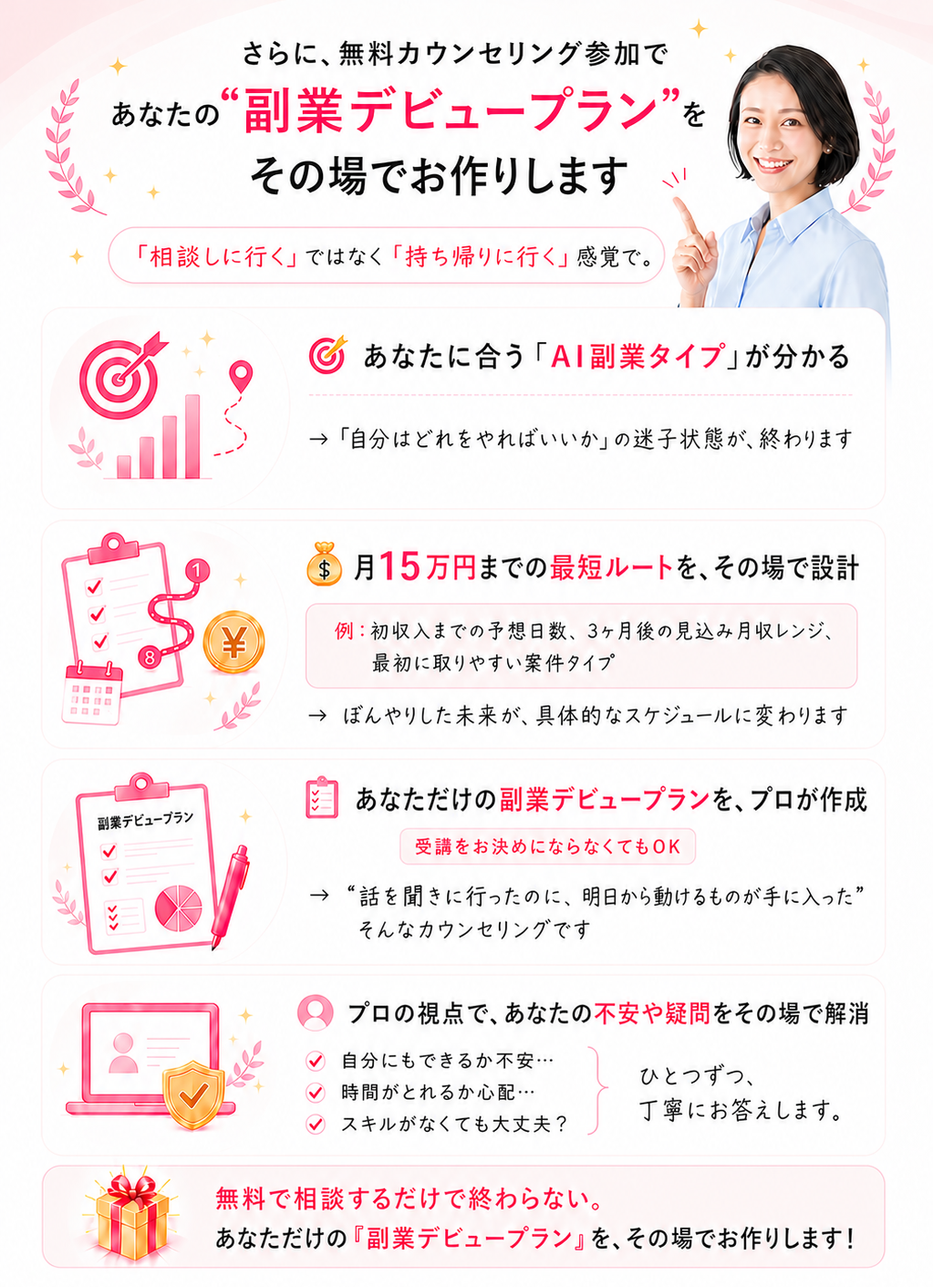 無料カウンセリングで副業デビュープランをその場でお作りします